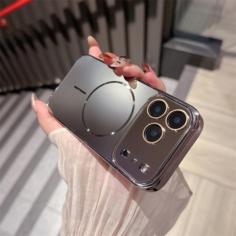 Совместим с iPhone 17 Pro Max, гальванизированное AG-матовое тонкое кольцо, магнитное крепление, противоударный чехол для телефона Apple 13/16 Pro.