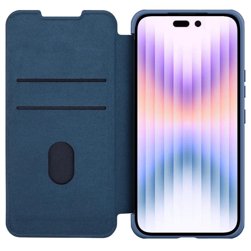 NILLKIN QIN Pro простой тканевый чехол из искусственной кожи для iPhone 14 Pro, чехол-раскладушка для телефона, противоударный защитный чехол-слайдер для камеры с держателем для карт