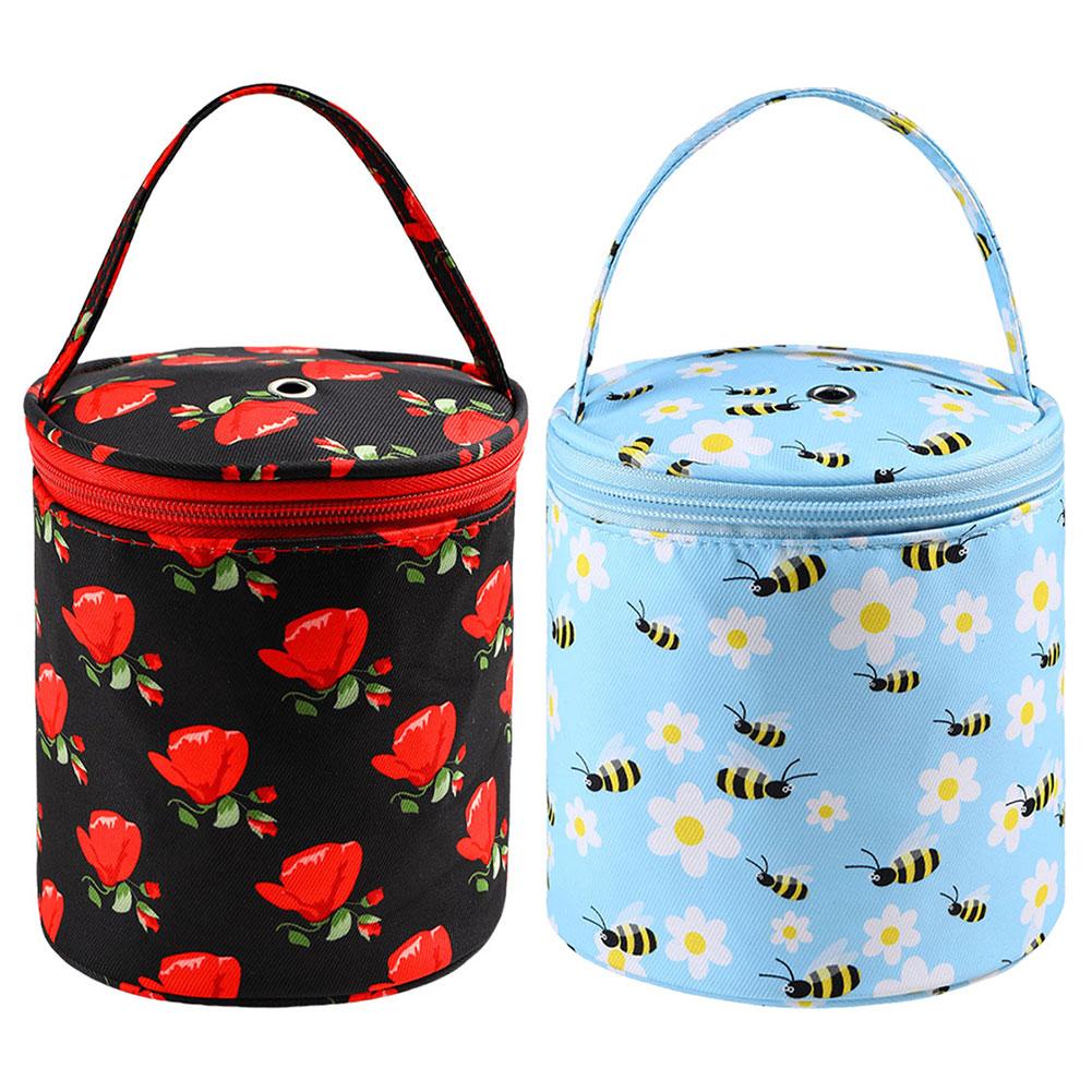 Оксфордская сумка для вязания крючком, короткая перфорированная сумка для хранения пряжи, сумка для вязания с розовым узором для крючков, вязальных спиц