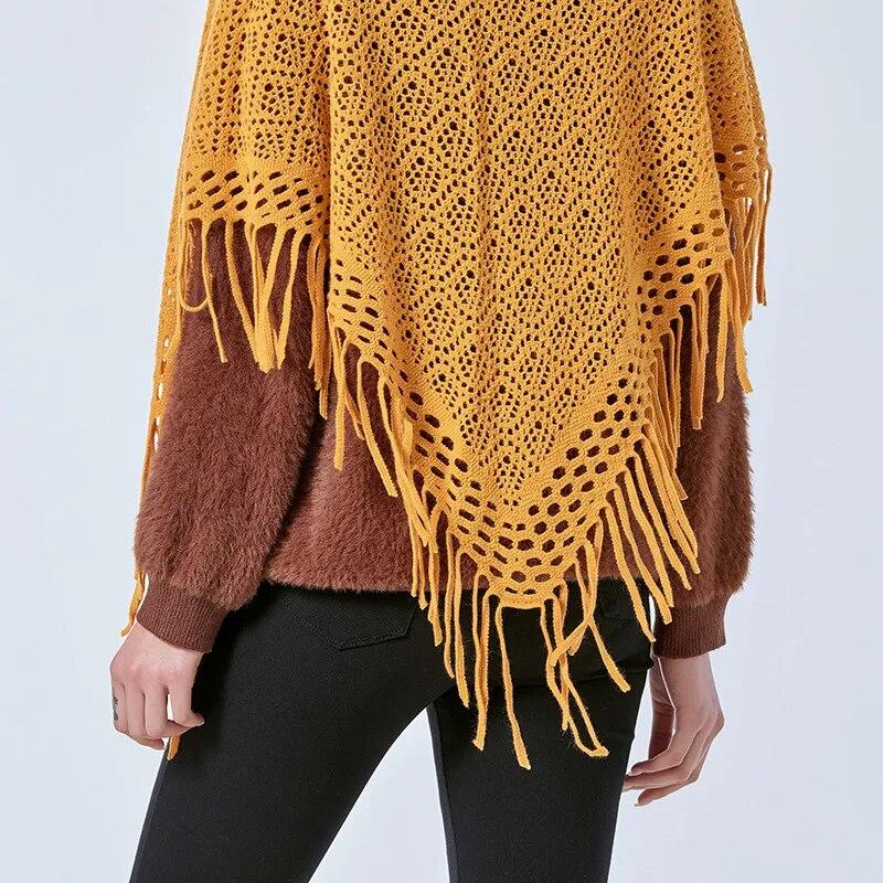 Women Cashmere Winter Scarf Knit Pashmina Bandana Plaid Female Hollow Out Triangle Scarves Blanket Shawls And Wraps Bufanda