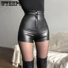 Сексуальные черные модные повседневные летние шорты из искусственной кожи, женская одежда, женские шорты из искусственной кожи в готическом стиле с высокой талией Y2k, женские короткие брюки