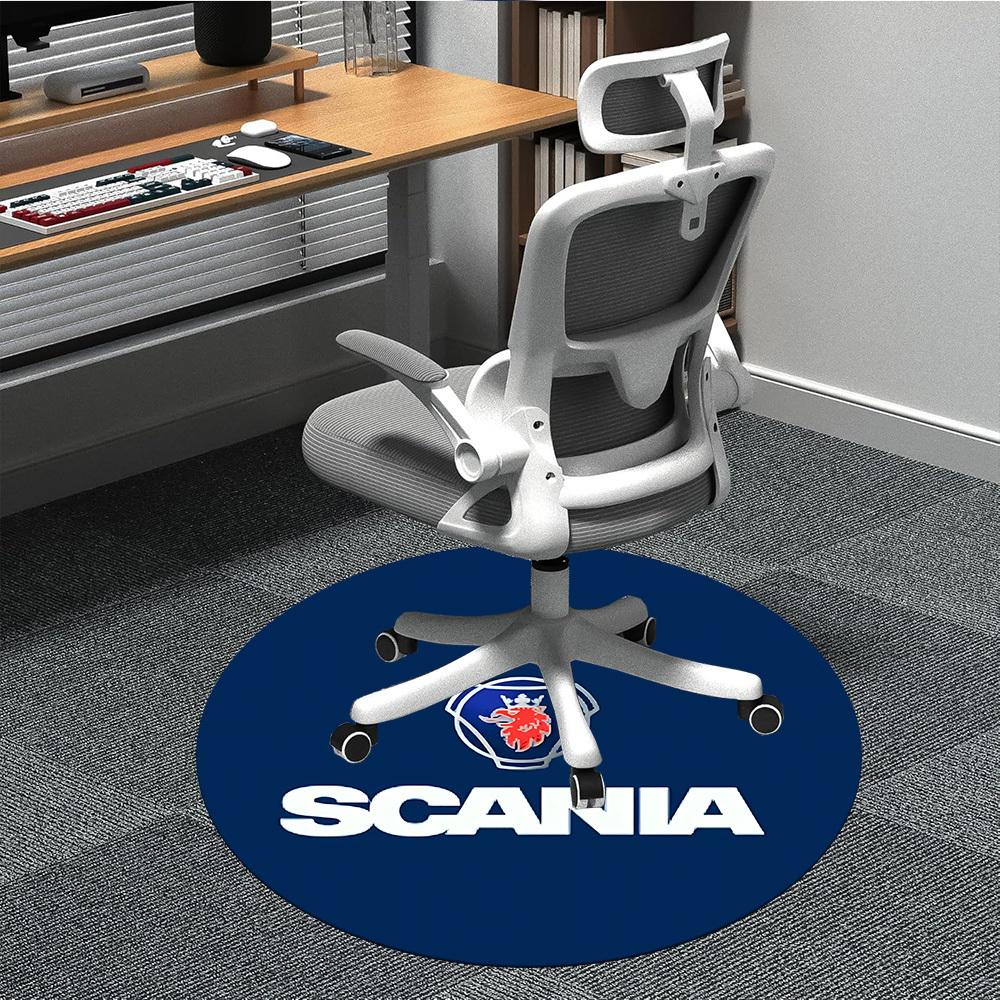 1 шт. Круглый офисный коврик с логотипом Scania, нескользящий, мягкий и прочный офисный ковер для декора интерьера, идеально подходит для офиса, красивое украшение