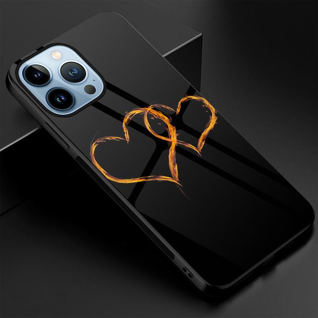 Чехол из закаленного стекла с сердечком для Iphone 14pro Max 13 11 12 Mini Xs Xr X, чехол для Iphone 7 8 6s Plus Se 2022, чехол