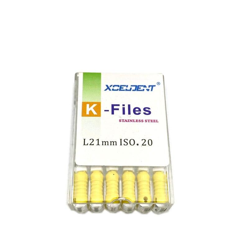 21 мм стоматологические K-файлы, эндо-файлы для корневых каналов, стоматологические ручные файлы, K-файлы из нержавеющей стали, инструменты для стоматолога