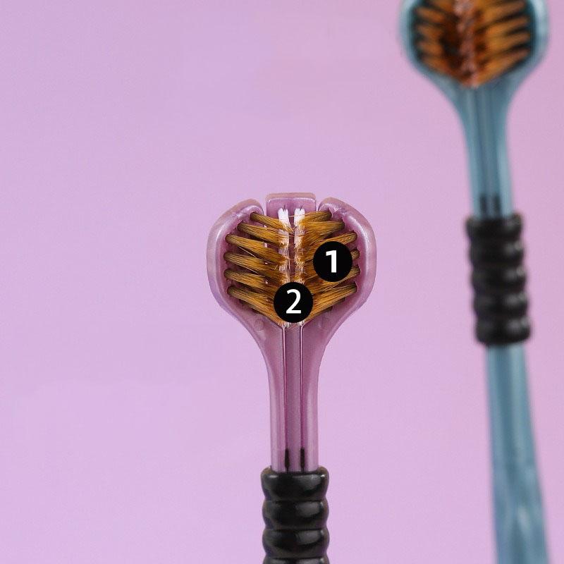 2 шт. 3D стерео трехсторонняя зубная щетка ультратонкая мягкая щетина для взрослых зубные щетки скребок для языка уход за полостью рта 360Celsiusочищающая зубная щетка