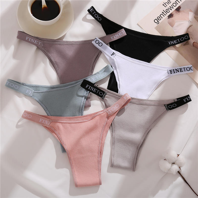 FINETOO 3PCS/Set Women's Lingerie Panties Cotton Gstring Female Underpants Sexy Letter Panties Thong Pantys Underwear Intimates