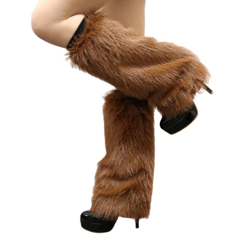 Plush Furry Leg Warmers for Women Cozy Winter Boot Toppers Cuffs Thermal Warm Fuzzy Foot Covers Footless Socks Gaiters