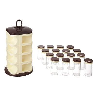 Набор коричневых контейнеров для специй (16 шт), Brown Containers Set for Spices, JD FRESH