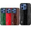 ABEEL For iPhone 16 Pro Case Crocodile Texture Genuine Cow Leather+TPU+PC Phone Cover