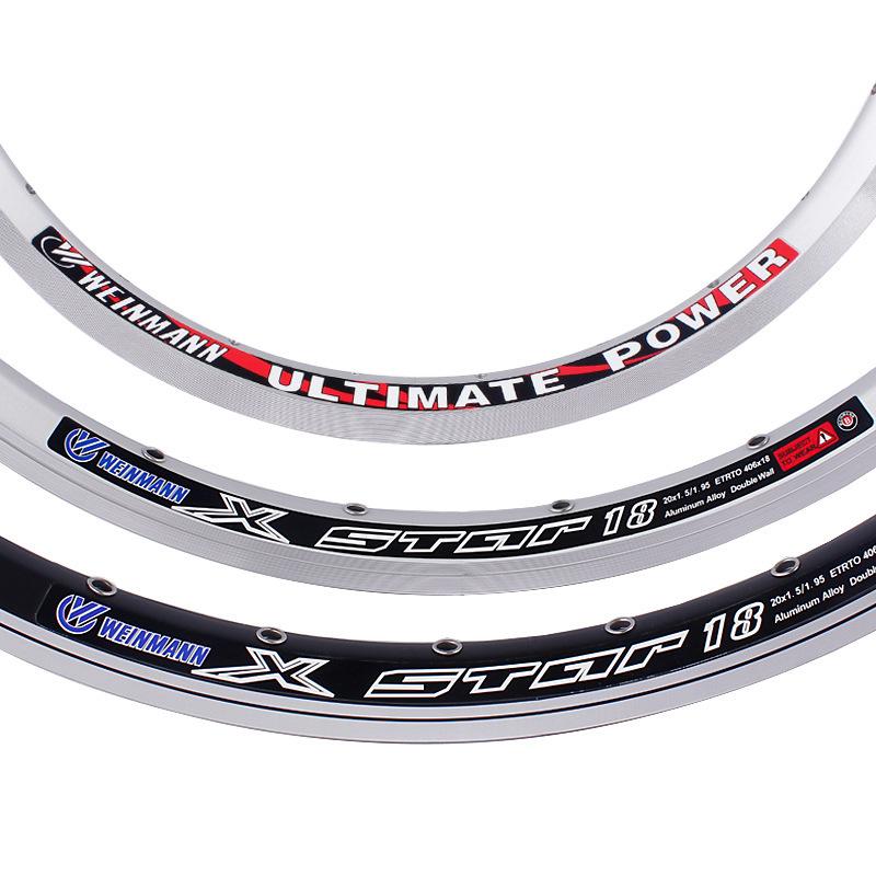 WEINMANN 18/20 Inch Mountain Bike Rim V Brake Double-layer Aluminum Wheel Rim 20/24/28H Black Silvery AV With/Without Rivet