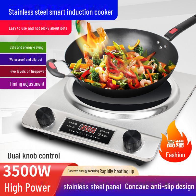 Concave 5000W High-Power Induction Stove: Commercial Stir-Fry, Stainless Steel, Multifunctional Electric Ceramic Cooker