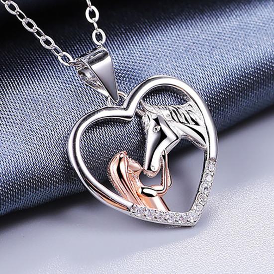 Ожерелье с подвеской в ​​цвете, изысканное стильное ожерелье с подвеской в ​​форме сердца для девочек и лошади, модные аксессуары