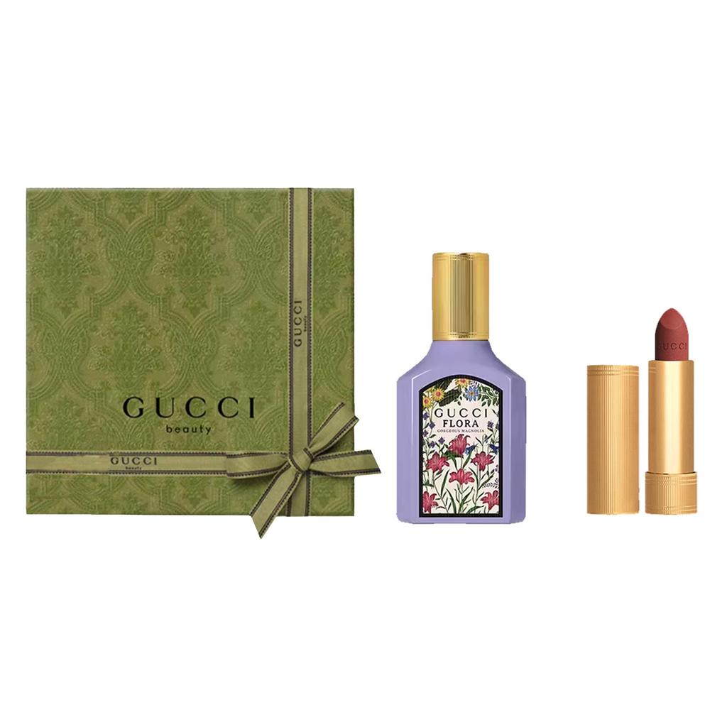 Gucci Матовая Помада для Губ С Натуральным Ароматом Gucci Flora Gorgeous Magnolia Туалетная Вода Подарочный Набор