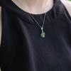 Tancise 925 Sterling Silver Classic Women Jade Necklace Pendant Zircon Fashion Gift