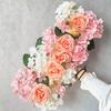 Artificial Flower with Green Leaves Realistic Artificial Rose Flower Row T Stage Decor Wall Arrangement Supplies