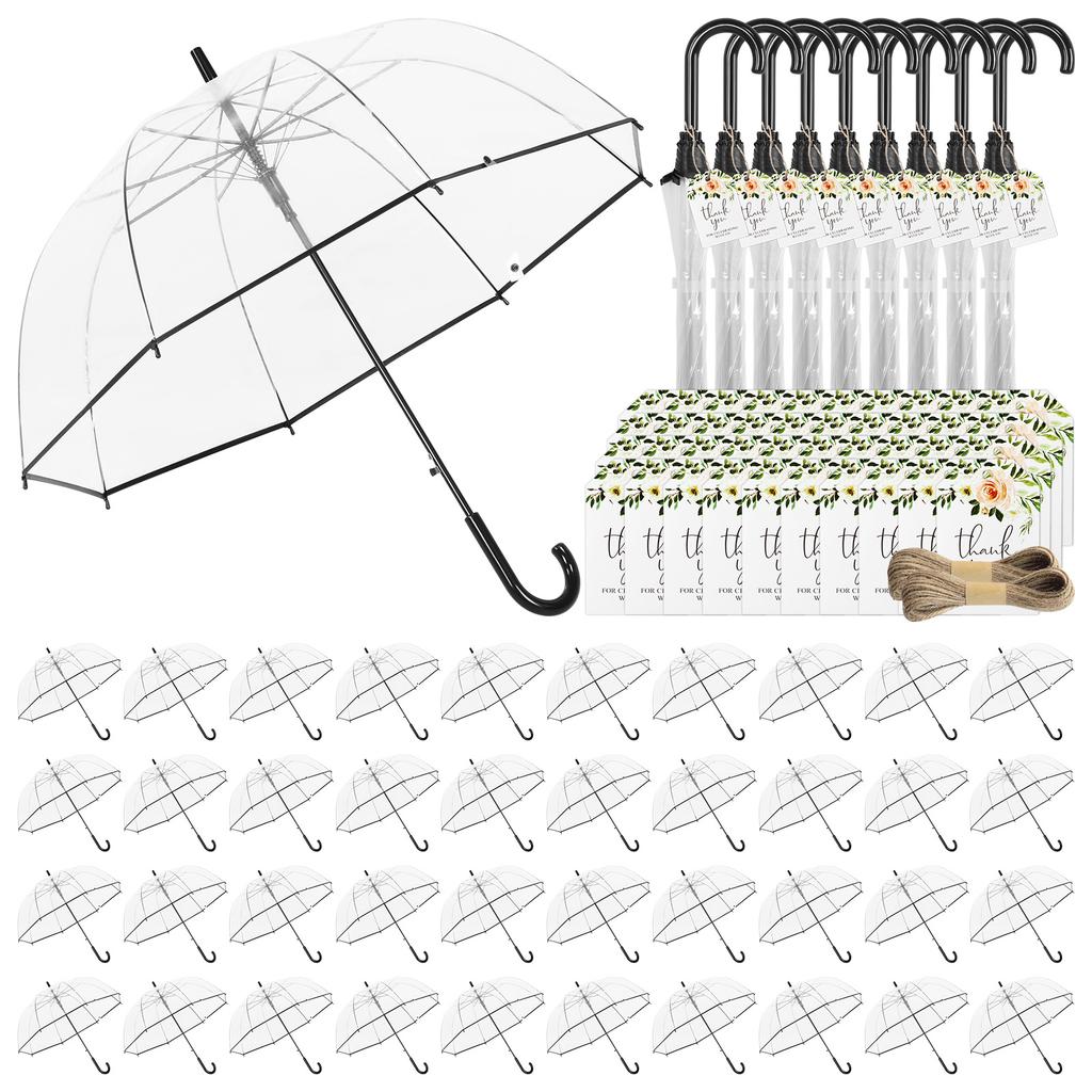 52 Inch Large Dome Rain Windproof Stick Umbrellas Auto Open Clear Dome Umbrella for Wedding Bridal Parties Graduation Outdoor