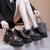 Мода 9см 2025 Патент Микрофибра Кожа Платформа Клиновидный каблук Осенние Туфли Лодочки Ботильоны Мода Мэри Джейн Массивный каблук Весенняя Обувь