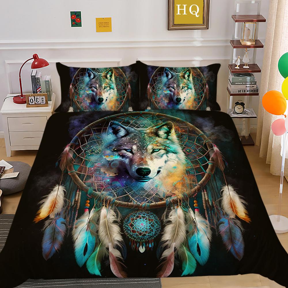 Комплект одеял с 3D принтом волка, двойной размер, покрывала из микрофибры, модный домашний текстиль для мальчиков и подростков
