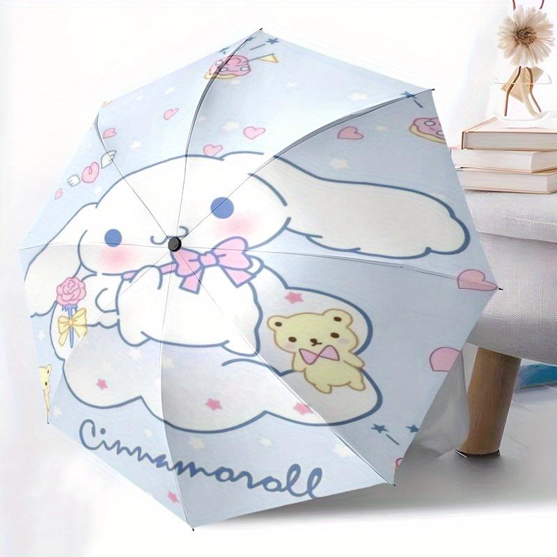 Blue Cinnamoroll and Bear Automatic Opening and Closing Cartoon Umbrella, Lightweight 3-Fold, With Cute Cartoon Characters, Suitable for Home, Outdoor