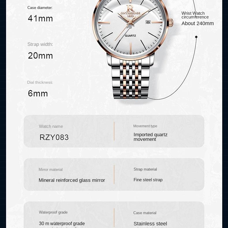 ONTHEEDGE Мужские часы Простые ультратонкие светящиеся водонепроницаемые механические часы