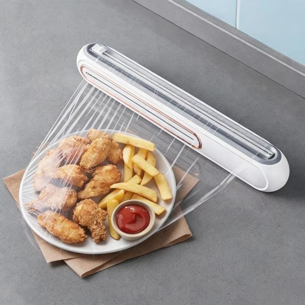 with Suction Cup Magnetic Cling Film Cutting Box Refillable Plastic Wrap Dispenser Baking Paper