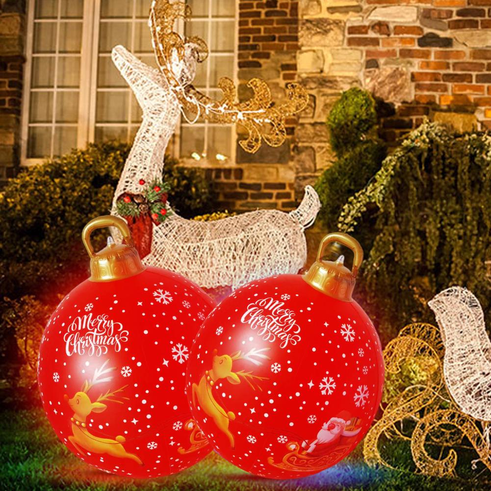 24-дюймовый светящийся ПВХ надувной рождественский шар, большой уличный декорированный шар, новогодние рождественские украшения, праздничный декор