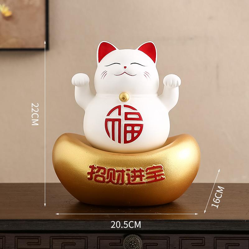 Lucky Cat piggy bank storage jar desktop decoration Resin cat animal sculpture Living room foyer home decor Housewarming gift