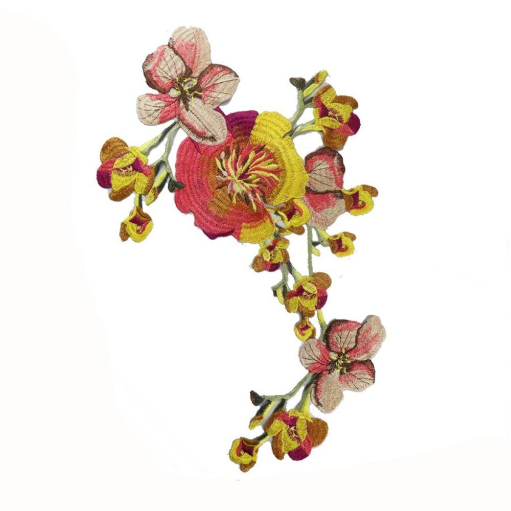 Большой размер вышитые нашивки с цветком пиона, нашивки для одежды с цветком пиона, аппликация для одежды, шитье