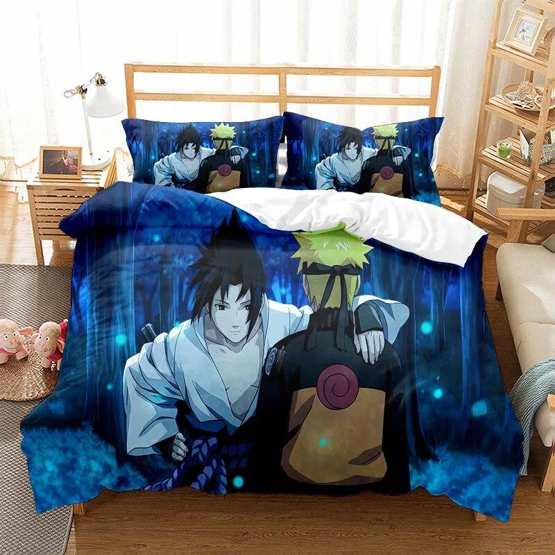 Naruto Series Three-piece Duvet Cover Digital Printing Brushed Two-piece Set Children's Cartoon Anime Quilt Cover