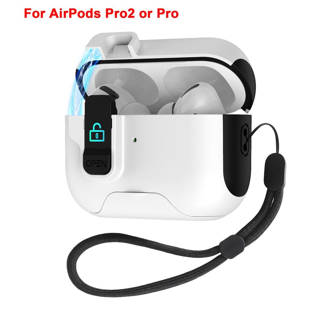 Ударопрочный Жесткий Защитный Чехол для AirPods Pro 2, Совместимый с Чехлом Apple AirPods Pro2 с Надежным Замком Держателем для Телефона