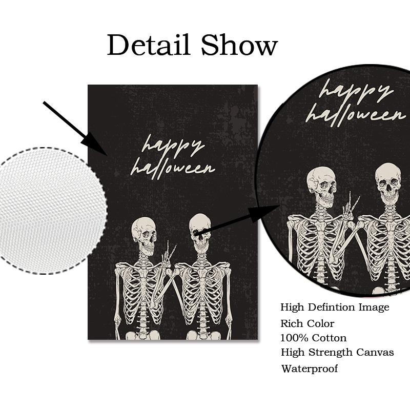 Black Skull Creative Wall Art Moon Kitten Scandinavian Poster Halloween Canvas Painting Wall Living Room Home Decoration