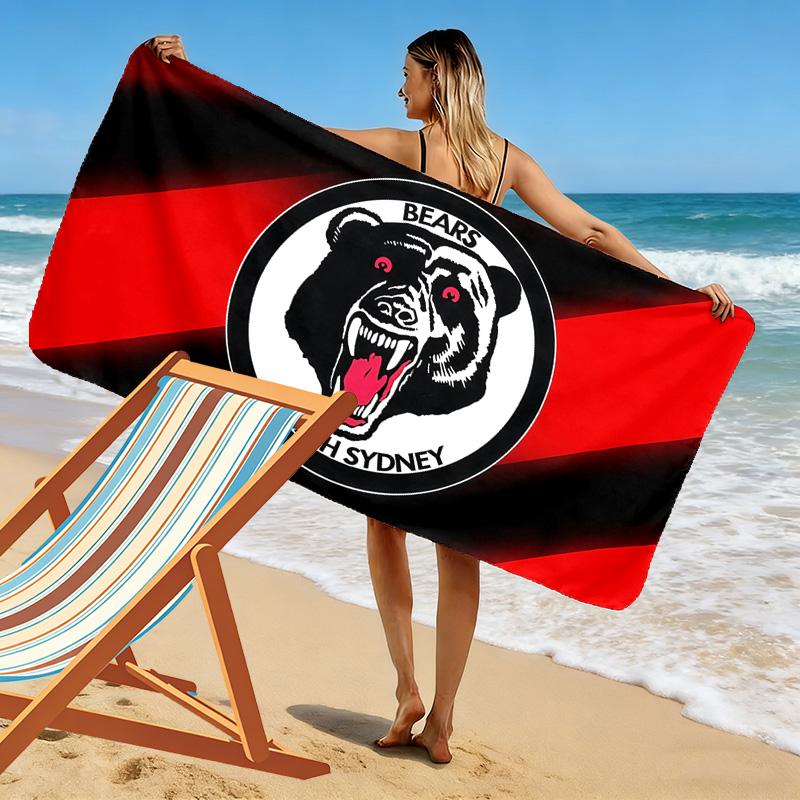 Пляжное полотенце с принтом North Sydney Bears, большое, мягкое, быстросохнущее, для пляжа, кемпинга, плавания