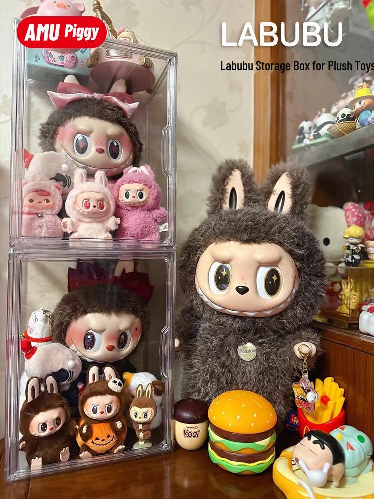 Labubu Король Макарон Сидящая Фигурка - Дисплейный Бокс - Большой Летний Шкафчик для Кукол