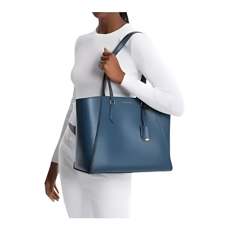 MICHAEL KORS Brand logo charm leather Tote bag Tote bag shopping bag hand shoulder bag large size women's dark denim blue