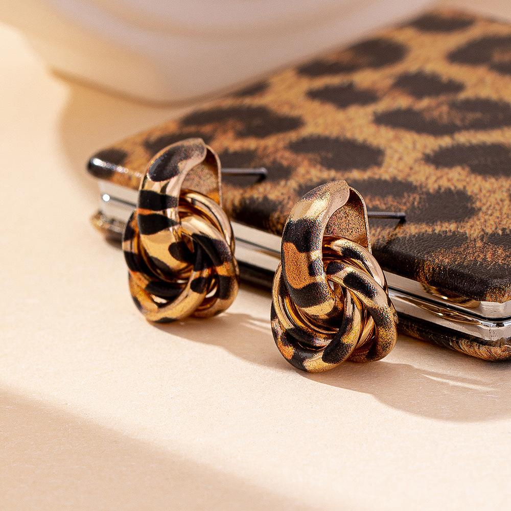 Серьги-спирали с леопардовым принтом в европейском и американском стиле