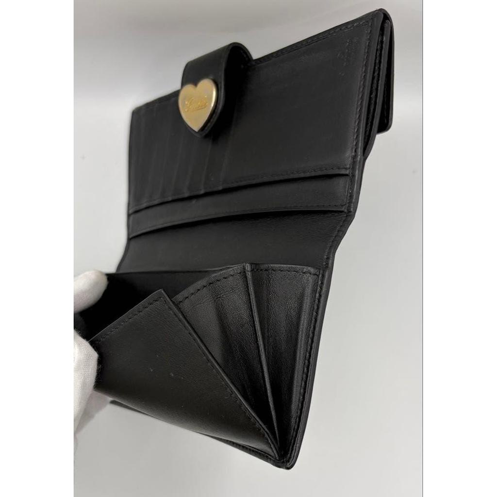 Used Beautiful condition GUCCI Gucci GG canvas Lovely heart Bi-fold long wallet Black