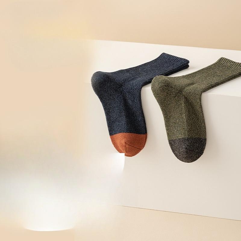 Мужские осенне-зимние теплые длинные носки из чистого хлопка, цветные и универсальные, утолщенные, с защитой от запаха и влагопоглощением