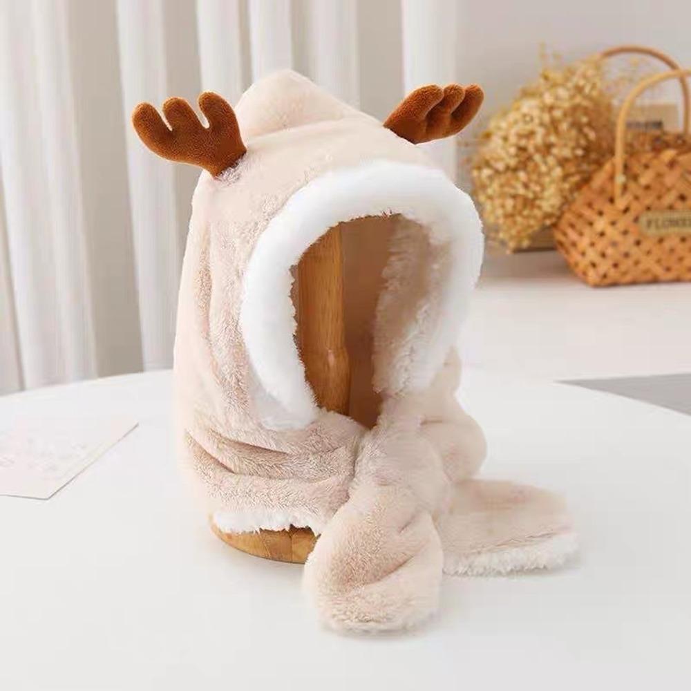 Толстая теплая цельная шапка-бини, шапка с мехом, закрывающая шею и уши, милый детский капюшон-шарф, зимняя