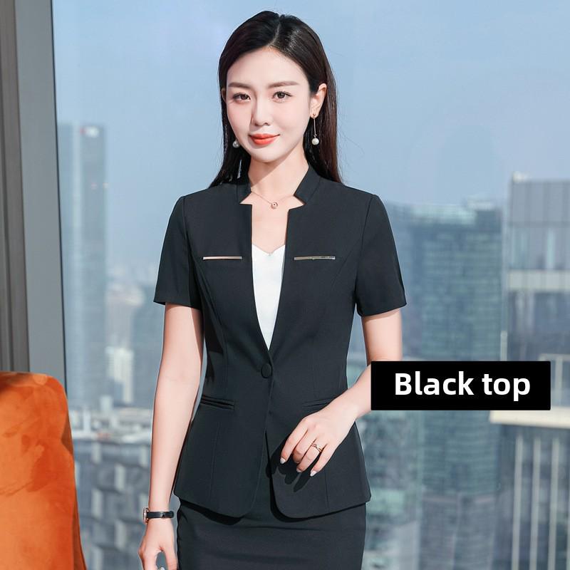 Women's Short-Sleeve Skirt Suit for Hospitality and Catering Work Uniform