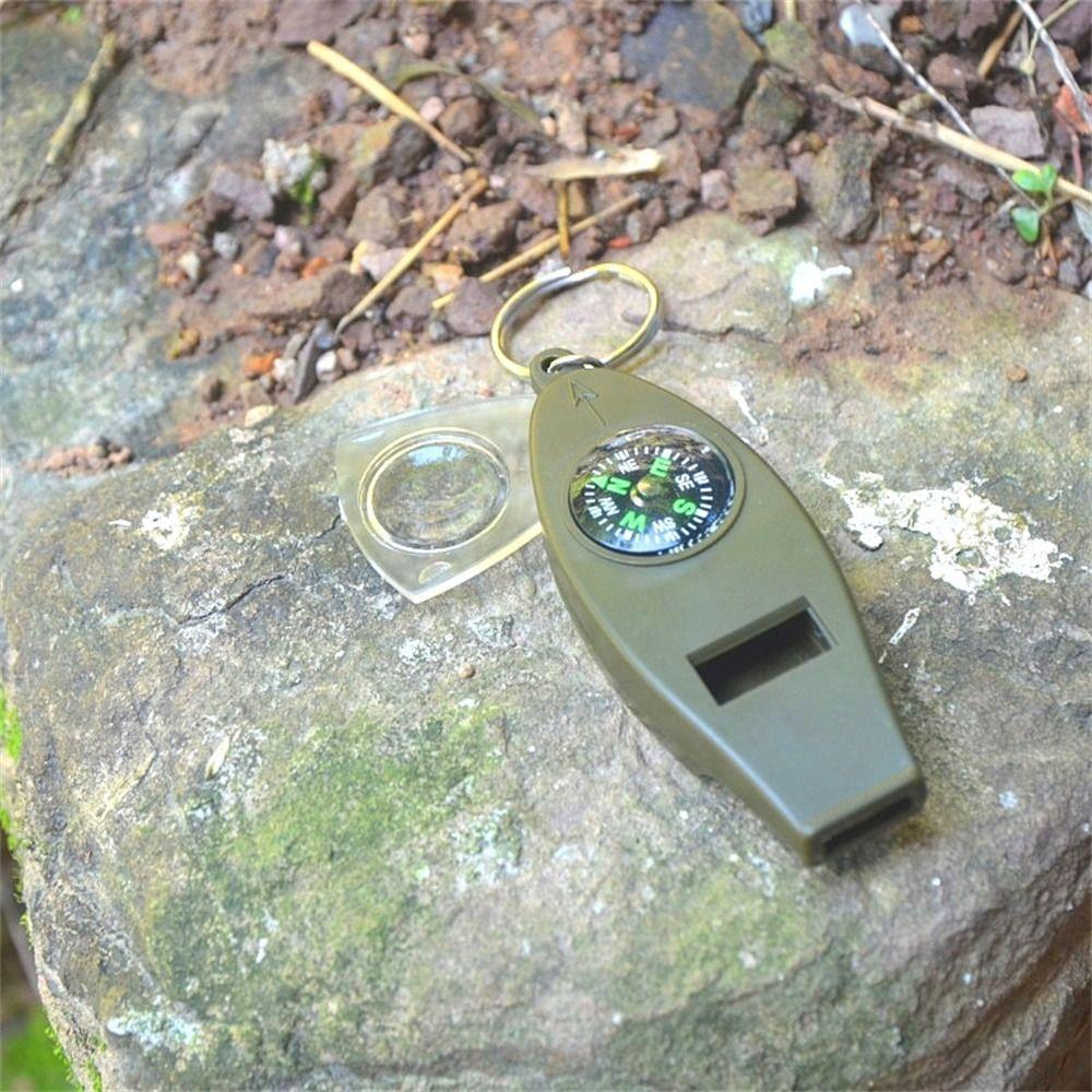 4 in 1 Survival Whistle Compass Outdoor Whistle Portable Keychain Emergency Whistle Fishing Hiking
