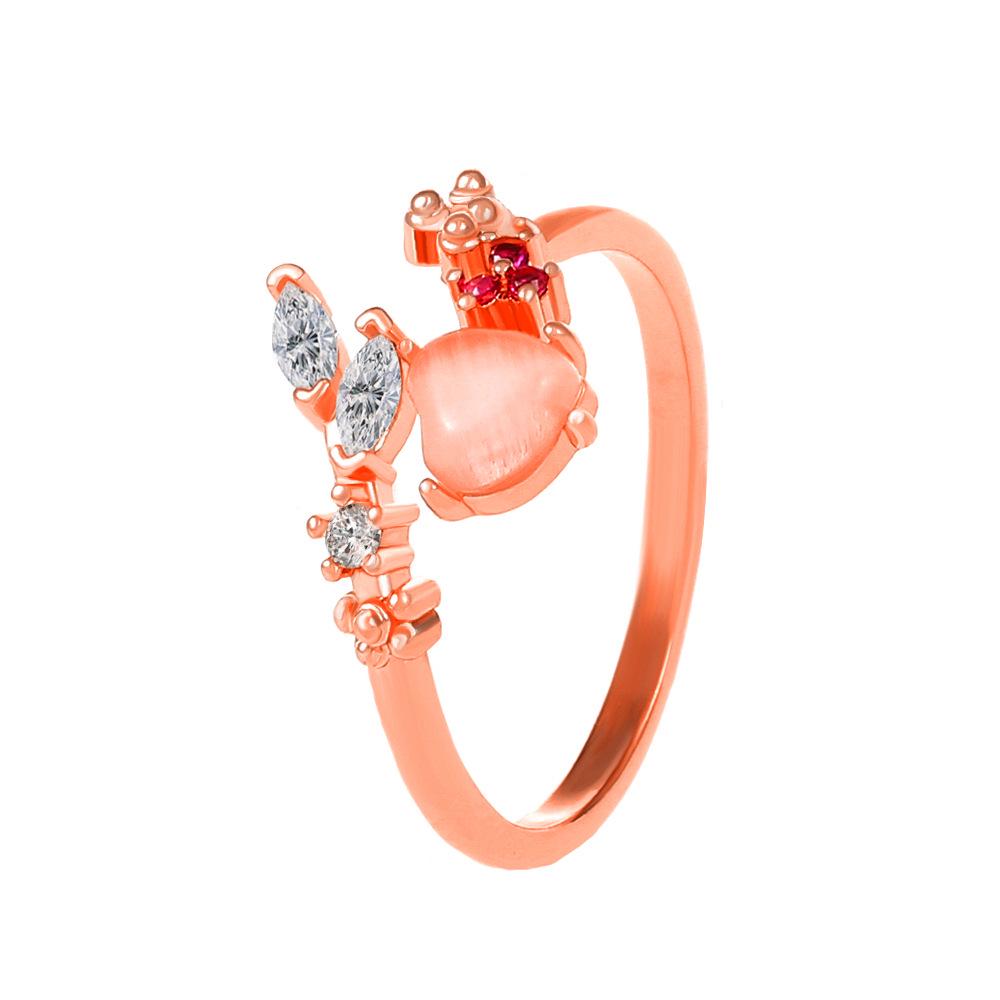 Кольцо с цирконом в виде цветка любви в два слоя - Регулируемое, Роскошный японский и корейский дизайн