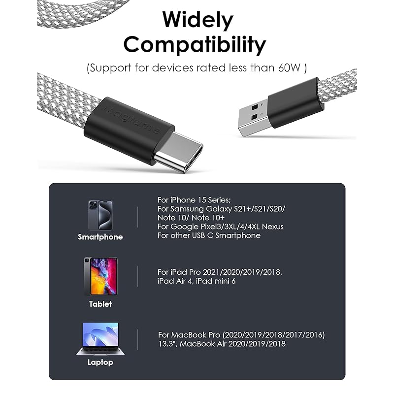 Magtame USB- Type C Cable Fast Charging Usb Cable Type-c Automatic Winding Flat Flat QC3.0 Standard Usb Type C Cable Spiral Cable Atoc Cable Samsung