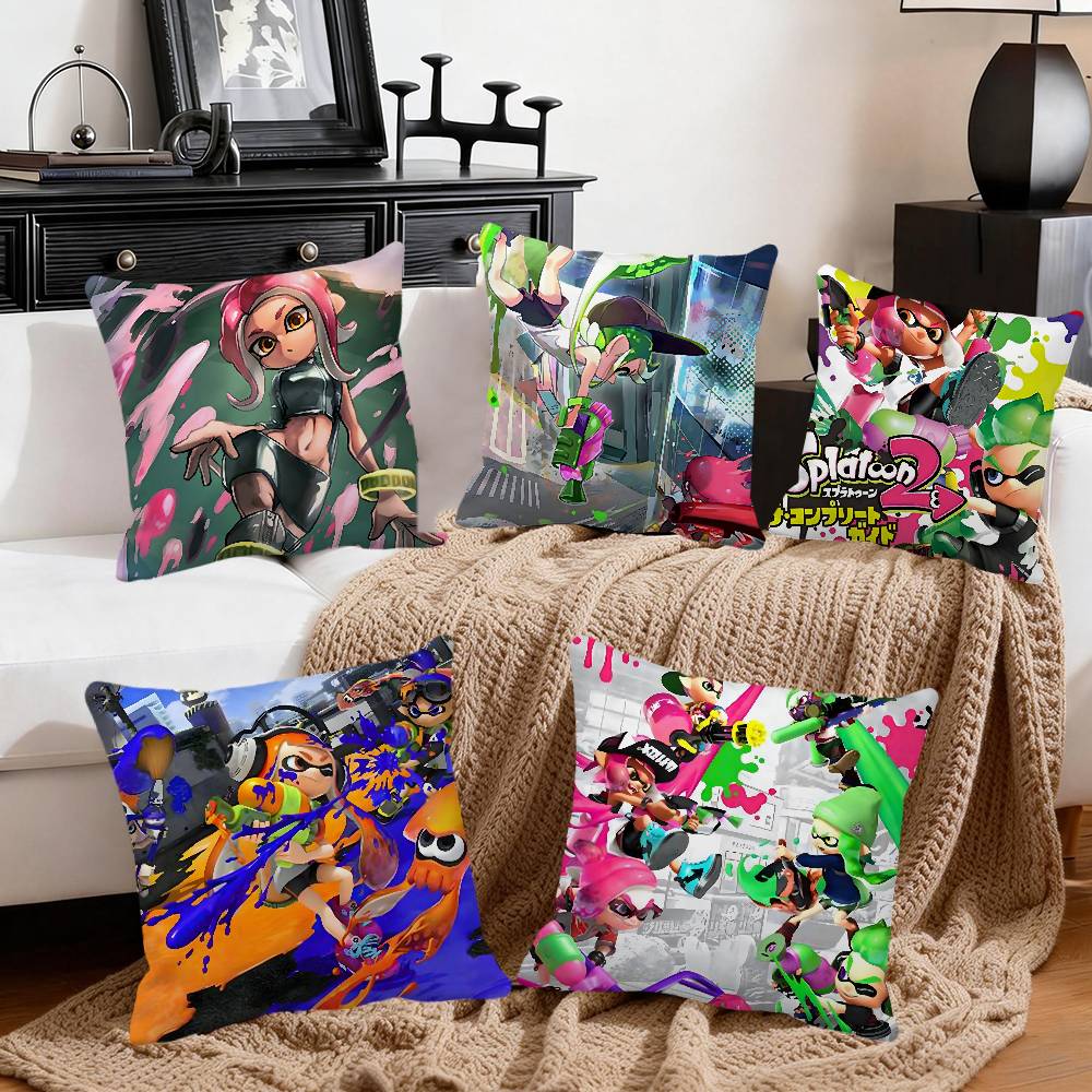 SSplatoon Video Game Splatoon Pillow Case Square Pillow Bedroom Sofa Leisure Comfort Cushion Car Home Decoration