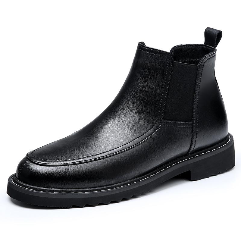 2025 Autumn and Winter New Black Martin Boots Leather Mid-tube Chelsea Boots Premium Short Boots Men's Casual Leather Boots