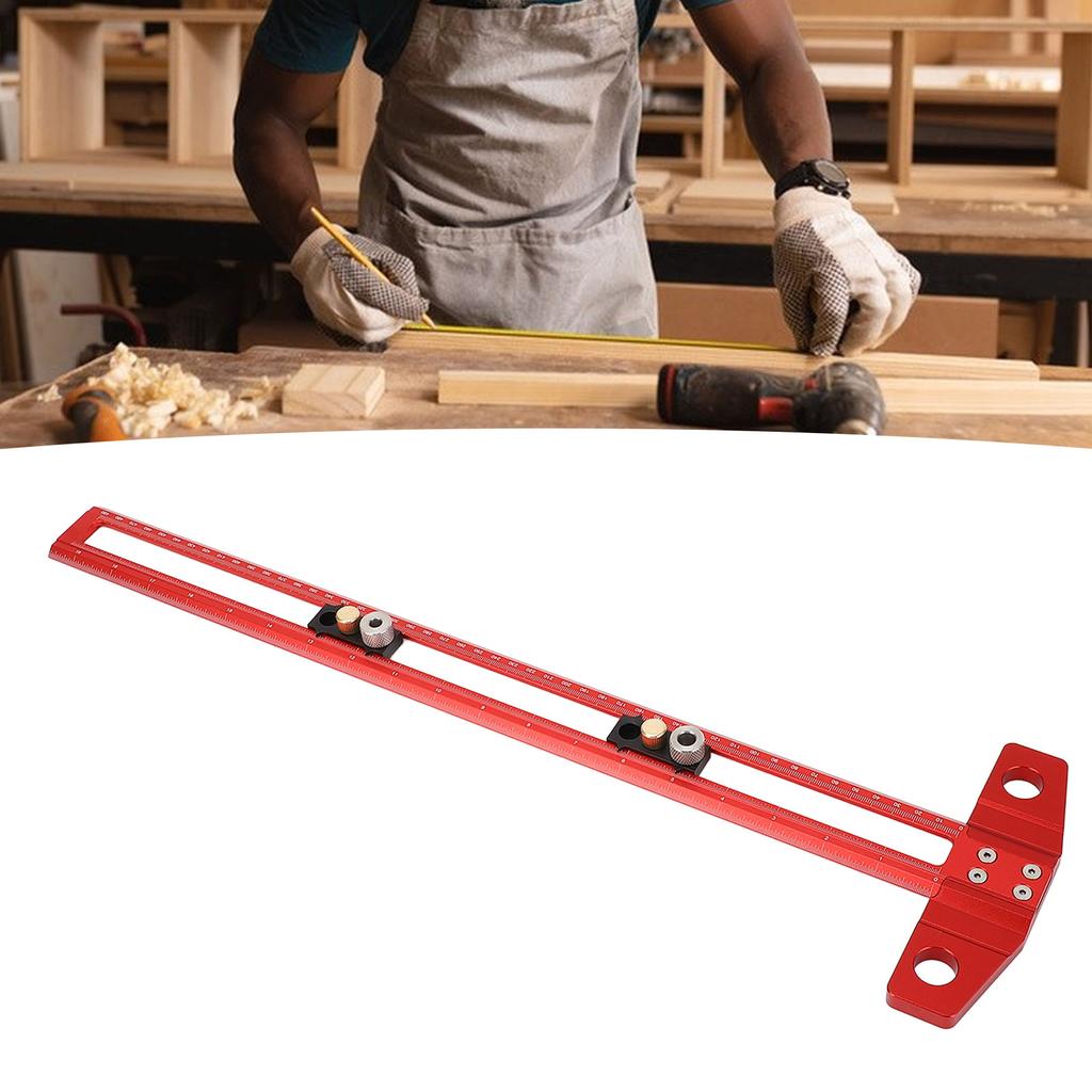 Линейка Т-образная для деревообработки, 50 см, метрическая дюймовая шкала, линейка для разметки и позиционирования сверления с диаметром 6, 8, 10 мм