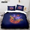 Drum Kit Duvet Cover Set Classical Music Comforter Cover Musical Instrument Lightning Pattern Quilt Cover for Kids Boys Teens
