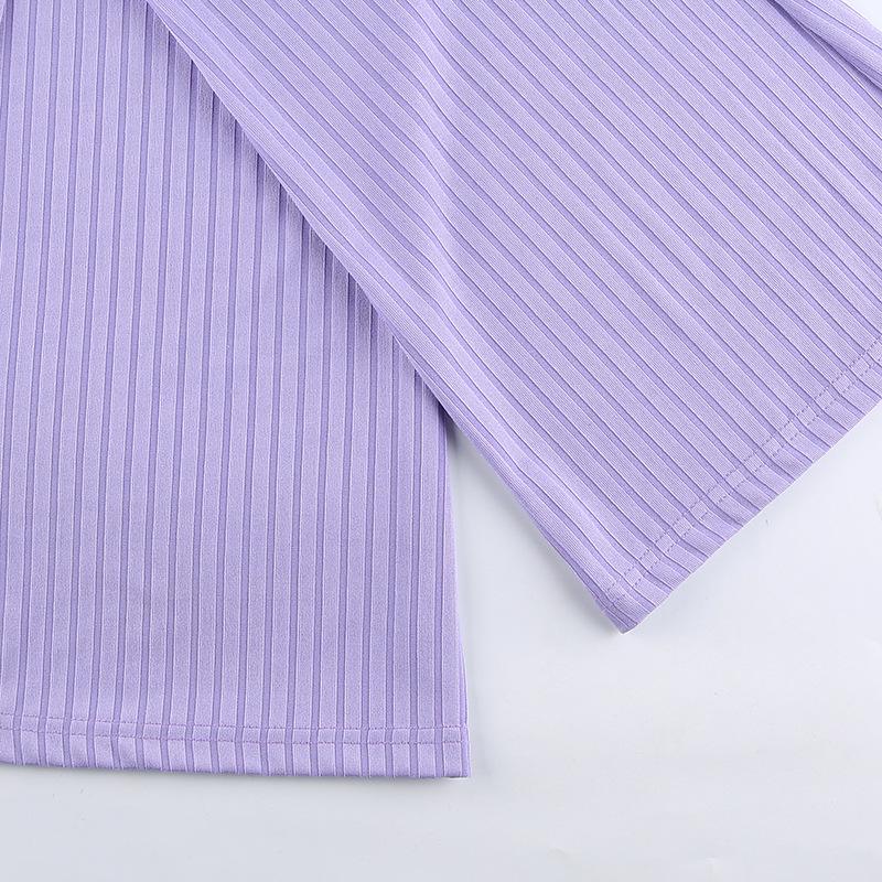 Фиолетовые ребристые джоггеры женские трикотажные расклешенные брюки узкие эстетичные брюки с высокой талией женские винтажные спортивные штаны