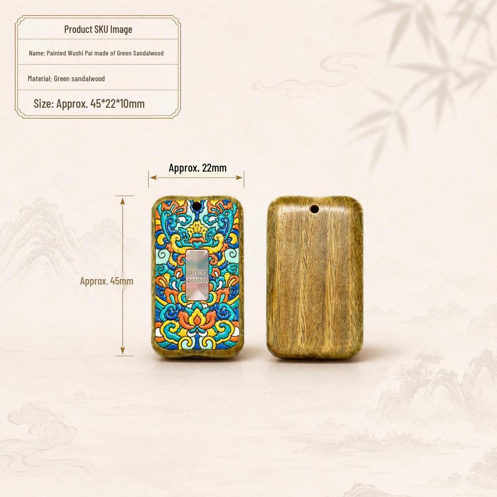 Sandalwood Peace Card: DIY Car Hanging Pendant & Keychain Accessory with National Style Colored Painting Relief