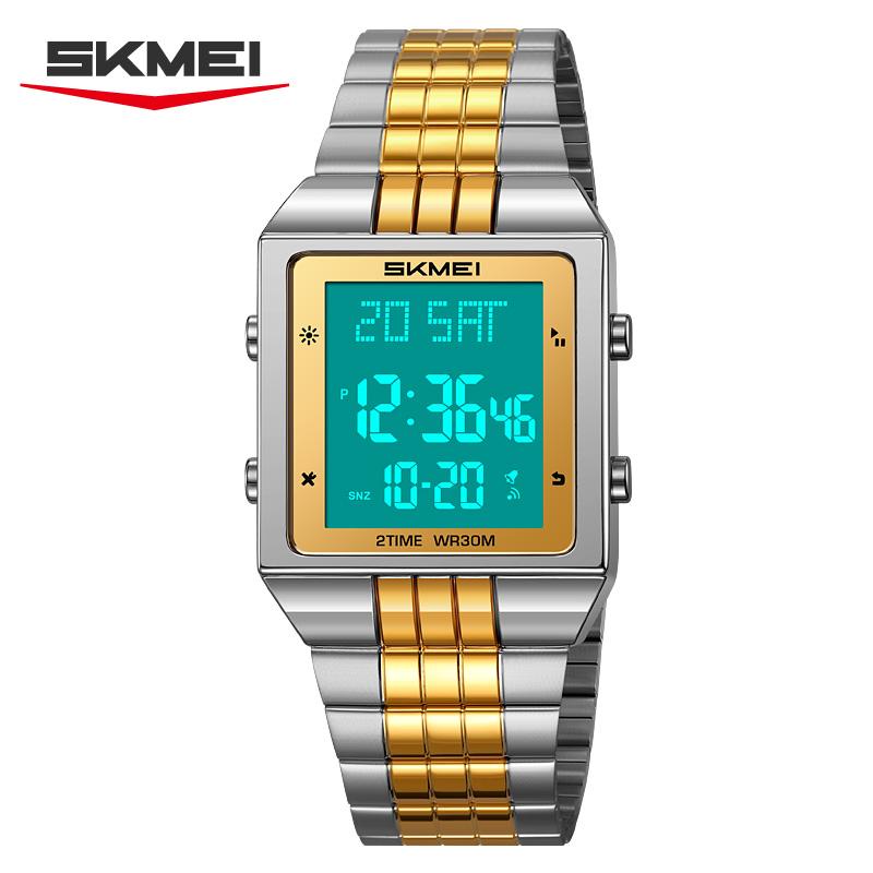 SKMEI 2335 Business Digital Square Electronic Watch Men's Fashion Waterproof Stainless Steel Strap Women's Watch reloj hombre