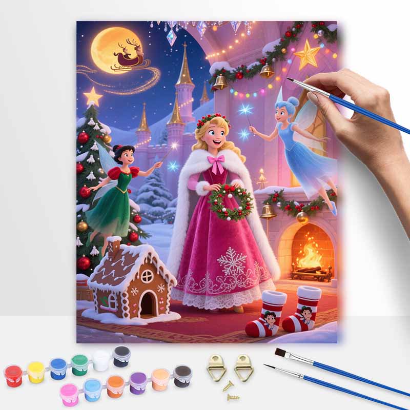 Disney Рождественская Магия Принцессы Масляная Живопись по Номерам Набор для Рисования Ручная Роспись Домашний Декор Подарок